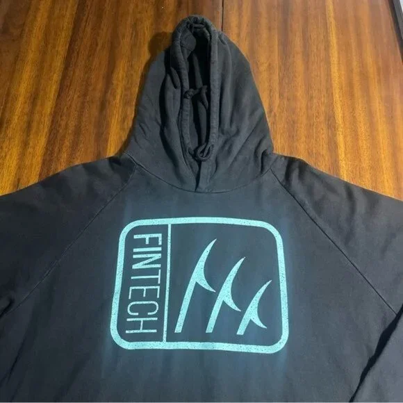 Fintech Box Logo Point Breeze Fleece Pullover Hoodie - Medium - Anthracite, NWT - Picture 4 of 9